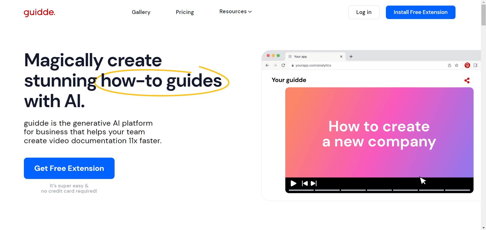 Guidde.com- Free AI video editor tool